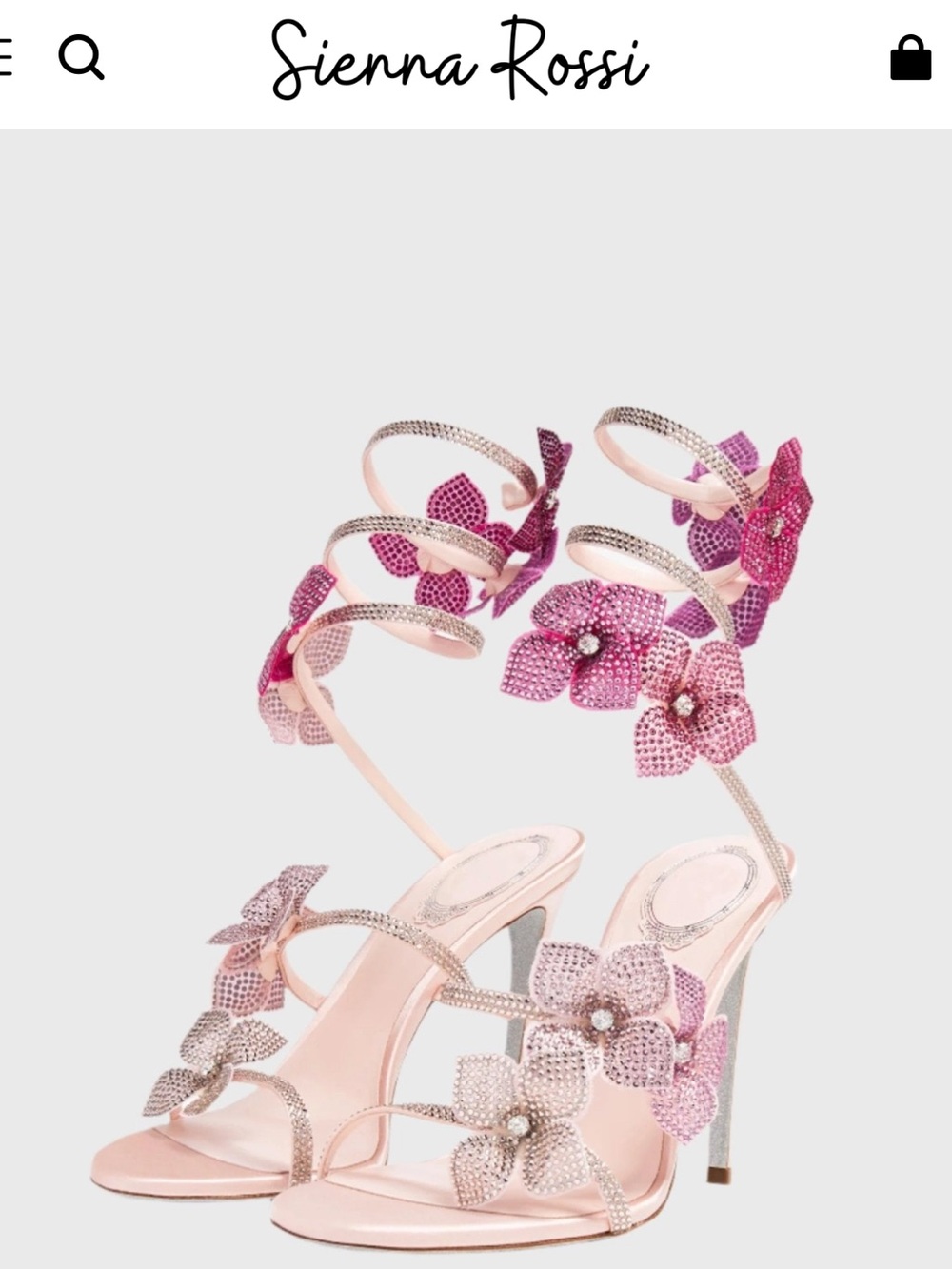Pink Flower Embellished Women's Heeled Sandals